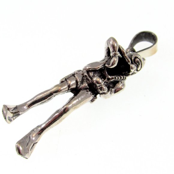 Solid 925 Sterling Silver Scuba Diver Pendant, Deep Sea Aquanaut Jewelry - Picture 6 of 7